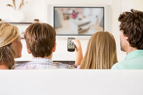 family watching tv